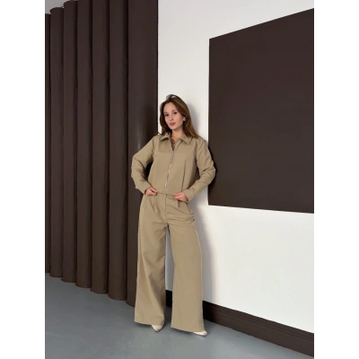 Trenç takım alt üst haki ons