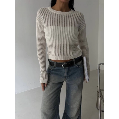 Triko transparent bluz beyaz