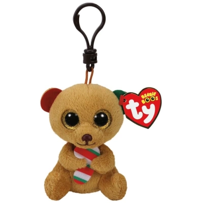 ÇOK SATAN TY Bella - Brown Bear W/Candy Cane Peluş Anahtarlık