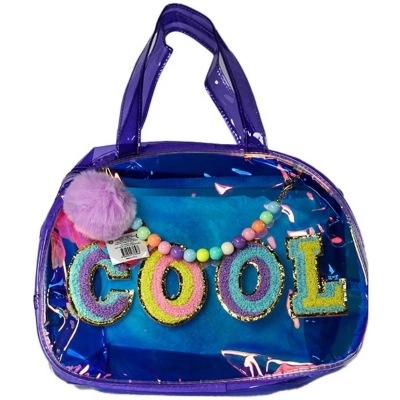 ÇOK SATAN Vest Nakış El Çantası Şeffaf Mor