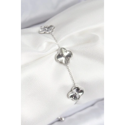 ÇOK SATAN VIP Pirinç Yonca Model Gümüş Renk Kadın Bileklik