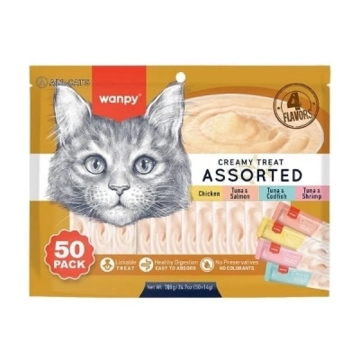 ÇOK SATAN Wanpy Karışık 4 Lezzetli Sıvı Kedi Ödül Maması 50 Adet 14 Gr