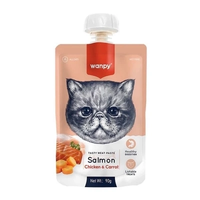 ÇOK SATAN Wanpy Taze Somonlu ve Tavuklu Et Ezmesi Doğal Kedi Ödülü 90 Gr