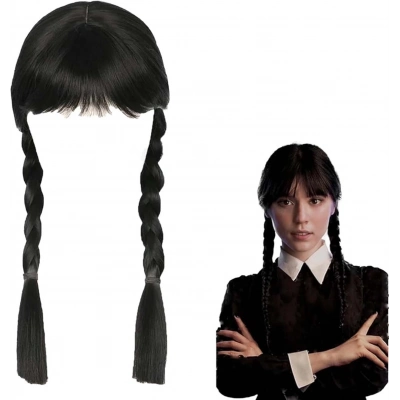 ÇOK SATAN Wednesday Siyah Örgülü Peruk