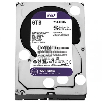 Western Digital Wd60purz 6 Tb Sata6 64mb 7-24 Purple Harddisk
