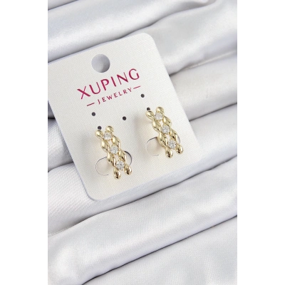 ÇOK SATAN Xuping Zirkon Taşlı Sıralı Damla Model Gold Renk Kadın Küpe