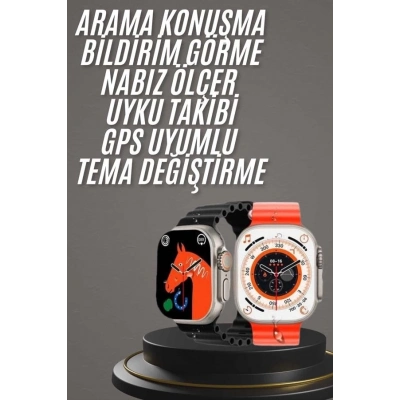 ÇOK SATAN Yeni Model Akıllı Saat Ultra Smart Watch Gümüş Kasa 45mm Titreşim