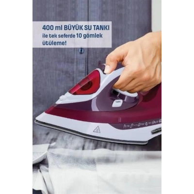 ÇOK SATAN Yeni Nesil Kırmızı Buharlı Ütü 2200 Watt Seramik Tabanlı Yüksek Buhar Gücü