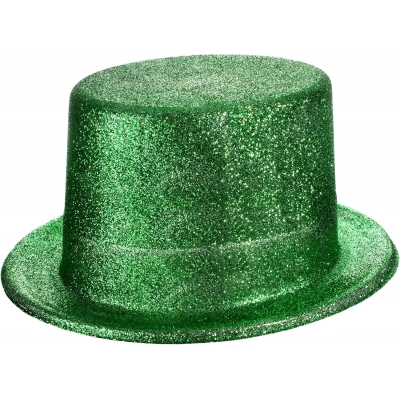 ÇOK SATAN Yeşil Renk Parıltılı Simli Fötr Silindir Parti Şapkası
