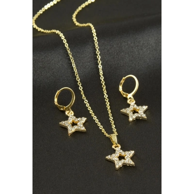ÇOK SATAN Yıldız Taşlı Set Kolye