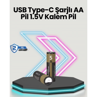 ÇOK SATAN Yüksek Performanslı AA USB Şarjlı Lityum Pil | 1.5V Sabit Güç | 2’li Paket