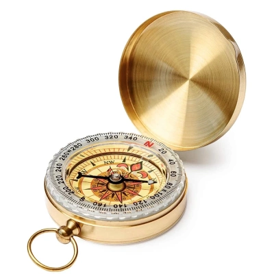 ÇOK SATAN Yuvarlak Sarı Metal Kasa Su Geçirmez Fosforlu Dayanıklı Pusula G50