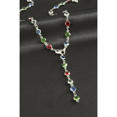 ÇOK SATAN Yuvarlak Zirkon Taşlı Y Kolye