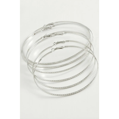 ÇOK SATAN Zikzak Desenli Metal Halka Küpe 6 Adet