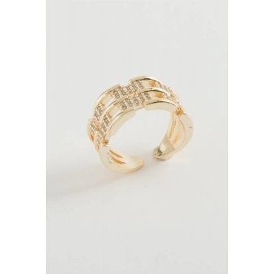 ÇOK SATAN Zincir Şekilli Zirkon Taşlı Yüzük