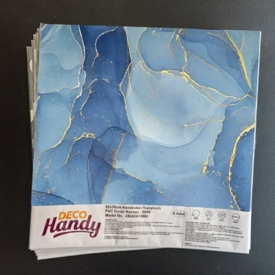 Decohandy 30x30 Cm Pvc Duvar Karosu 4Lü Paket - Okyanus Mermer
