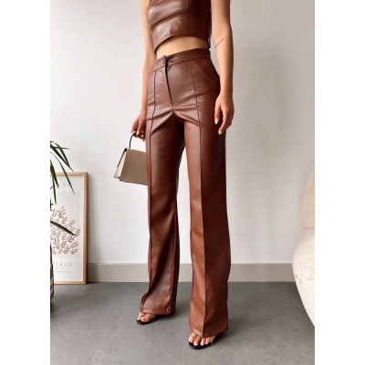 deri palazzo pantolon kahve hf