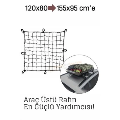 Elastik Bagaj Filesi 120x80 cm – 155x95 cm’e Kadar Genişler | Araç Üstü, Kamp ve Seyahat İçin