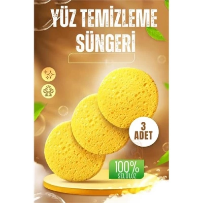 Makyaj Temizlik Pedi Cilt Temizlik Süngeri Doğal Selülöz 3 ADET
