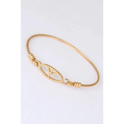 Gold Metal Çelik Figürlü Erkek Kelepçe Bileklik