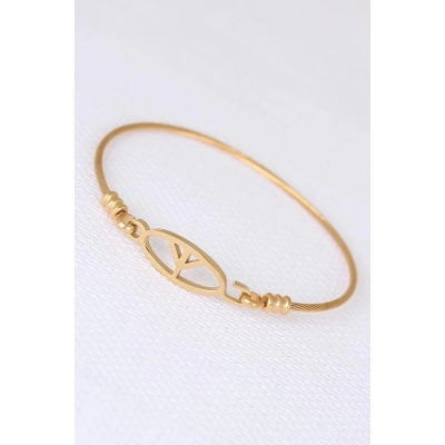 Gold Metal Çelik Figürlü Erkek Kelepçe Bileklik