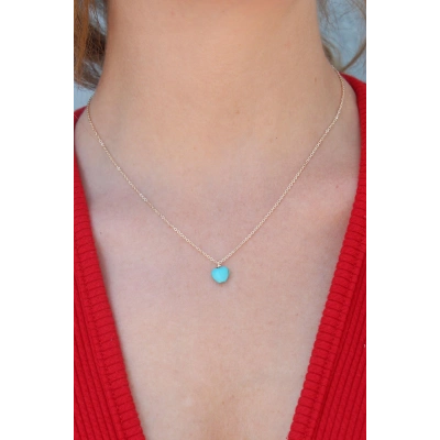 Gold Renk Mavi Boncuk Figür Kadın Kolye