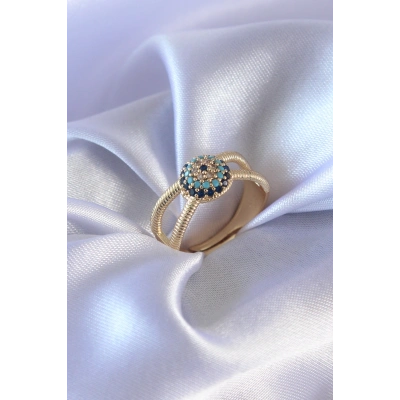 Gold Renk Nazar Boncuk Model Kadın Yüzük