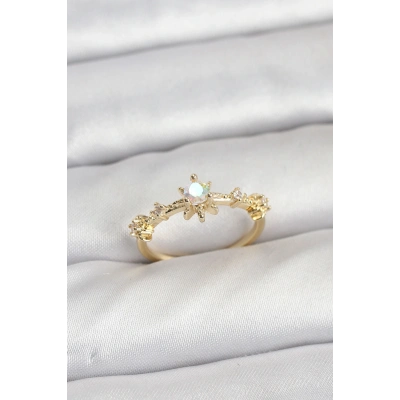 Gold Renk Pirinç Yıldız Model Kadın Yüzük