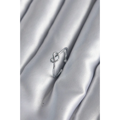 Gümüş Renk Düğüm Kalp Model Kadın Yüzük