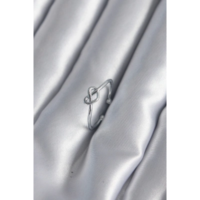 Gümüş Renk Düğüm Kalp Model Kadın Yüzük