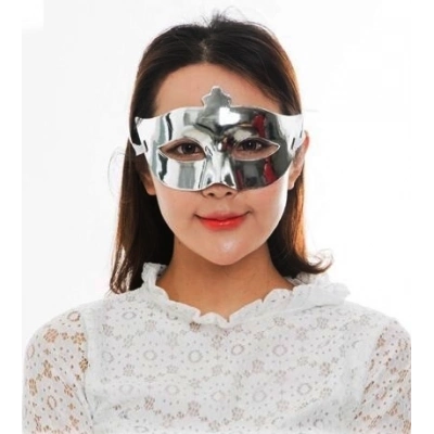 Gümüş Renk Kostüm Partisi Ekstra Parlak Balo Maskesi 15x10 Cm