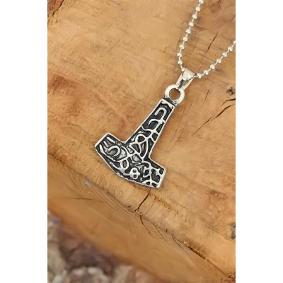 Gümüş Renk Metal Aksesuarlı Top Zincirli Erkek Kolye