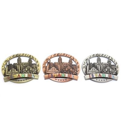 İstanbul Temalı Metal Magnet Yuvarlak Tasarım
