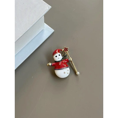 Kardan Adam Broş - Kırmızı