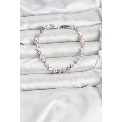 Kare Zirkon Taşlı Gümüş Renk Kadın Bileklik