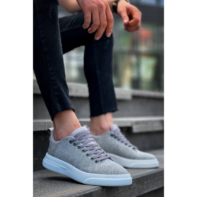 KB-X204 Kuback Gri Keten Beyaz Yüksek Taban Günlük Erkek Spor Ayakkabı