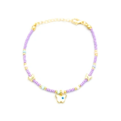 Kelebek Boncuk Bileklik - Mor