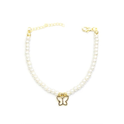 Kelebek İnci Bileklik - Altın