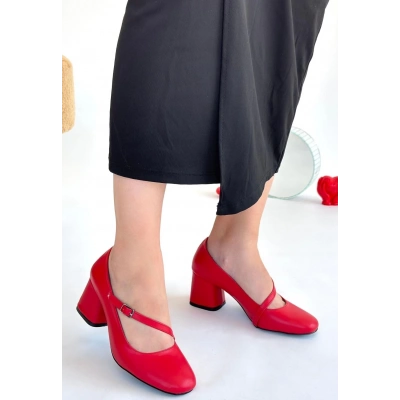 Kier Kırmızı Cilt Topuklu Ayakkabı