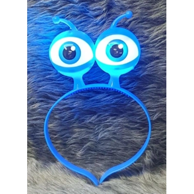 Led Işıklı & Pilli Uzaylı Göz Parti Tacı Mavi Renk