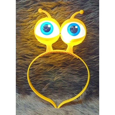 Led Işıklı & Pilli Uzaylı Göz Parti Tacı Sarı Renk