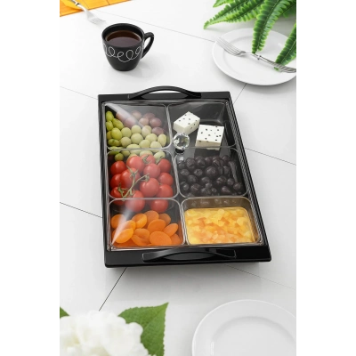 Mat Siyah Akrilik Saray Kahvaltılık Seti