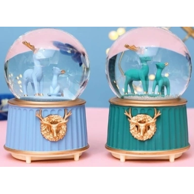 Mavi-yeşil Geyik Kar Küresi Küçük Boy