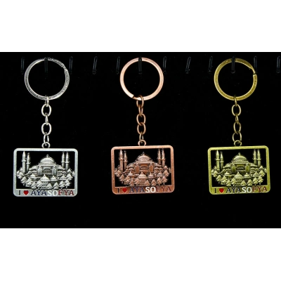 Metal Ayasofya Anahtarlık Kare Tasarım