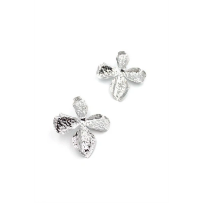 Metal Yaprak Küpe - Gümüş