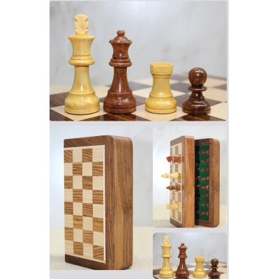 Mıknatıs Taşlı Ahşap Katlanabilir Kutulu Satranç Oyunu 17.5 Cm