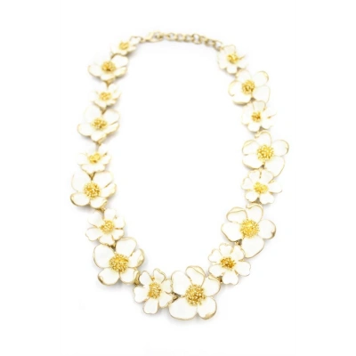 Mineli Çiçek Kolye - Krem