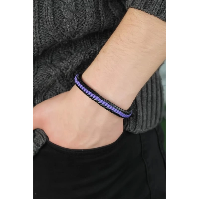 Mor Deri Erkek Bileklik