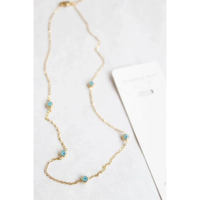 Nazar Boncuk Çelik Kolye - Altın