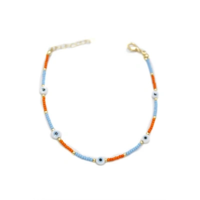 Nazar Boncuklu  Halhal - Beyaz